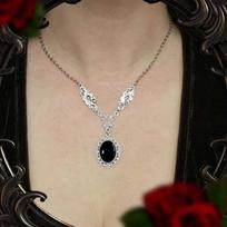 Retro Gothic Handmade Ruby and Antique Silver Victorian Necklace