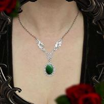 Retro Gothic Handmade Ruby and Antique Silver Victorian Necklace beige