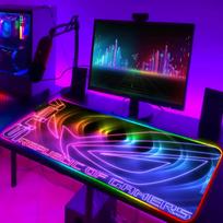 RGB pelės kilimėlis Šaunus ROG pelės kilimėlis Žaidėjo klaviatūros kilimėlis LED kompiuterio pelės kilimėlis Klaviatūros priedai Žaidimų stalo kilimėlis Pelės kilimas Xxl RGB250x350x3mm
