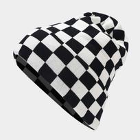 Winter Autumn Japanese Style Checkerboard Knit Hat For Men Women Outdoor Warm Thick Cap One Size white