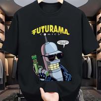 Funny Futurama Bender Movie Graphic Vintage Y2K T Shirt Women Men Cotton Tee Summer Spring Oversized Novelty Loose Tops  Casual S black