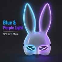 Light Up Rabbit Ear Mask, LED Bunny Mask for Party Dance Festival Halloween Costume Props black
