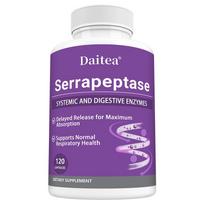 Daitea Serrapeptazės Maisto Papildas, 45 000 SPU, Sisteminiai ir Virškinimo Fermentai, Lėto Atsipalaidavimo, 120 Kaps. 120 Capsules
