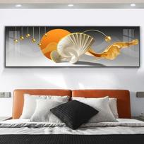 Modernus minimalistinis abstraktus geometrinis dekoratyvinis paveikslas šviesus prabangus miegamojo fono sienų menas estetinio dekoravimo plakatas 50x150cm No Frame raudona/oranžinė
