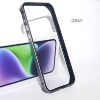 QGeeM metalinio rėmo buferio dėklas skirtas iPhone 14 Max 13 12 Mini 11 Pro Max 12Pro 11Pro prabangus aliuminio silikoninis telefono rėmelis mėlynas priedų dangtelis For iPhone 15 pilka