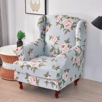 Gėlėtas sparnuotas kėdės užvalkalas Stretch Spandex Wingback fotelių užvalkalai Nuimami viengubos sofos užvalkalai Baldų apsauginis užvalkalas
