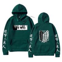 Moterų ilgomis rankovėmis Japonija Anime Attack on Titan Hoodies Megztiniai Harajuku Hoodie Megztiniai Gatvės drabužiai su gobtuvu Viršutiniai drabužiai M black