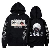 Tokyo Ghoul Anime Hoodie Megztiniai Megztiniai Ken Kaneki Grafiniai spausdinti viršutiniai laisvalaikio hiphopo gatvės drabužiai S black