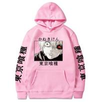 Tokyo Ghoul Anime Hoodie Megztiniai Megztiniai Ken Kaneki Grafiniai spausdinti viršutiniai laisvalaikio hiphopo gatvės drabužiai XXL pink
