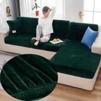 Svetainės Elastingas Sofos Sėdynės Užvalkalas Velvė Elastingas Pagalvės Užvalkalas Prabangus Kampinis L formos Baldas Sofa enlarge size-1 tamsiai žalia spalva