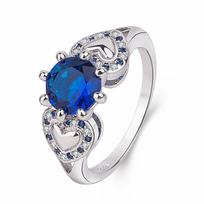 Mėlyno safyro sužadėtuvių žiedas 14k rodio padengtas deimantinis žiedas Art Nouveau stiliaus rankų papuošalas 6 blue