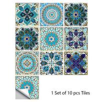 Virtuvės plytelių lipdukai Mandalos gėlės Vonios kambario plytelių pasta Vandeniui atsparūs tapetai lipnūs baldų lipdukai 10 x 10 cm 10 PCS