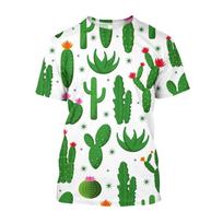 Madingi 3D kaktusų marginti marškinėliai Negražus unisex laisvi senoviniai kotedžo stiliaus marškinėliai vyrams Madingi drabužiai Sportinė apranga 2XL white