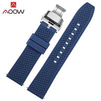 Fluoro Rubber Strap 20mm 22mm Quick Release Soft Sport Waterproof Stainless Steel Butterfly Buckle Men Replacement Watch Band 22mm blue