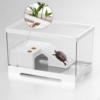 Akvariumo rezervuaras vėžliui su daugiafunkcine roplių buveine atsiskyrėlio šiltinimo rampa Medium White