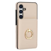 Žiedo laikiklio kortelės Solt piniginė odinis dėklas Samsung Galaxy S24 Ultra S23 Plus S22 S21 FE A55 A15 A14 A54 krepšys RFID stovas dangtelis For Samsung S24Plus balta