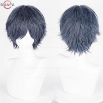 Anime 30cm trumpų tiesių plaukų cosplay perukas juodas baltas žalias rudas violetinis mėlynas pilkas raudonas auksinis vyrams moterims karščiui atsparus sintetinis plaukas beige
