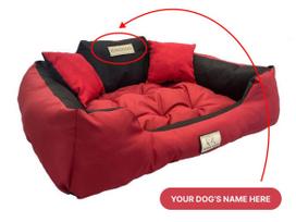 KINGDOG šunų lova su ŠUNS VARDU, atspari vandeniui, patvari, SML XL XXL 3XL S - 55/45 cm venecijos raudona spalva
