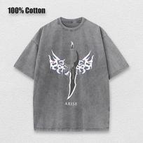 Anime Solo Leveling Dydeli Marškinėliai Vyrams Sporto Salėms Vintage Sunkūs Marškinėliai Medvilniniai Treniruotėms Rūgštiniu Plovimu Laisvi Marškinėliai Unisex 2XL gray