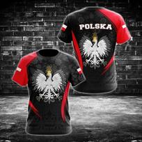 Lenkijos vėliavos ženkliukas Kario kamufliažas 3D spausdinti vyriški apvalia iškirpte trumpomis rankovėmis didelio dydžio laisvi madingi marškinėliai Sportiniai greitai džiūstantys M gray