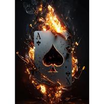 Žaidimo kortų drobės paveikslas Ugnies kaukolės kortos plakato atspaudas Pokeris svetainei Sienų menas Namų dekoras 30x45cm No Frame violetinė