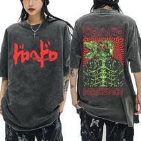 Anime Dorohedoro Koldūnai Crazy Hungry Bug Vintažiniai skalbti marškinėliai Vyrams Moterims Manga Grafiniai marškinėliai Gotikiniai Siaubo Per dydį marškinėliai M gray