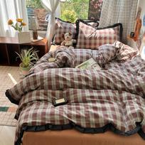 Langeliu patalynės komplektas Dvigubos verpalų Classic Vintage antklodės užvalkalų komplektas Lovatiesės komplektas 2 pagalvių užvalkalai Viengulis Twin Pilnas Karališkas Dydis 150x200cm 4pcs