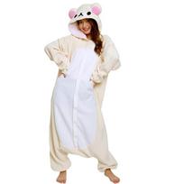 Meškos kombinezonai Rilakkuma Moterims Kigurumi Gyvūnų Cosplay Kostiumas Helovino Kalėdiniams Drabužiams Kuma Viso Kūno Pižama Naktiniai Drabužiai Animacinis Šuolis M white
