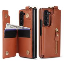 Samsung Z FOld7 Folding Mobile Phone Case FOld6 Zipper Mobile Phone Case Ring Wallet Protection Case Galaxy Z FOld4 black