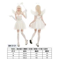 Halloween Black and White Angel Devil Costume Dark Devil Wings Adult Pure Desire Dress Set L black