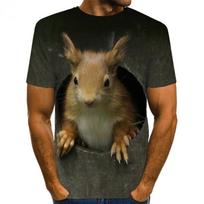 Vyriški voverės marškinėliai 3D spausdinimo su gyvūno raštu T-shirt Mielas raštas 5820 6XL tamsiai pilka spalva