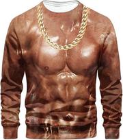 Juokingi netikri raumenys 3D spausdinti marškinėliai Mada Atsitiktiniai ilgomis rankovėmis marškinėliai Helovinas Cosplay Vyrai Moterys Viršutiniai drabužiai Streetwear Pigūs L brown