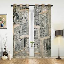 Europos retro senų laikraščių užuolaidos miegamajam, svetainei, virtuvei, vaikų kambariui, langų užuolaida, modernus namų dekoras 135W x 60H(cm) x1 gray