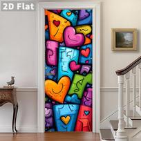 77/90/Lipni durų lipdukas Nuimamas sienos lipdukas Peizažiniai tapetai Abstraktaus aliejinio paveikslo freskos durims Namų dekoras 90x200cm