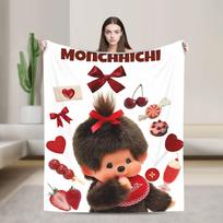 Monchhichis Kun Chan Couple Blanket Cute Cartoon Wool Novelty Warm Throw Blanket for Home All Season Outdoor 30x40in