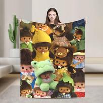 Monchhichis Kun Chan Couple Blanket Cute Cartoon Wool Novelty Warm Throw Blanket for Home All Season Outdoor 30x40in