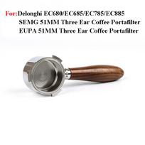 51 mm plikas kavos portafiltras Delonghi EC680/EC685/EC785/EC885 kavos aparatams, nerūdijančio plieno kavos rankena su 1/2/4 puodelių krepšeliu no basket