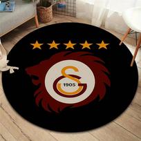 Galatasaray S.K Apvalus kilimas, Kilimas svetainei, miegamajam, sofai, žaidimų kambariui dekoruoti, Neslystantis grindų kilimėlis 80cmx80cm brown