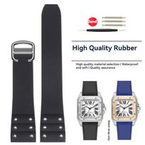 Aukštos kokybės guminė laikrodžio apyrankė Cartier Santos dirželiui Santos 100 serijos Juoda Mėlyna Vandeniui atspari apyrankė Sulankstomas sagties dirželis 21mm 21mm-width gray
