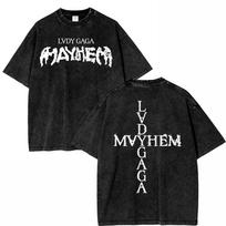 Vintažiniai skalbti Lady Gaga The Mayhem Ball Tour marškinėliai Mados Vyrams/Moterims Estetiški Aukštos Kokybės Rūgštinio Plovimo 100% Medvilniniai Marškinėliai M black