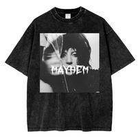 Vintažiniai skalbti Lady Gaga The Mayhem Ball Tour marškinėliai Mados Vyrams/Moterims Estetiški Aukštos Kokybės Rūgštinio Plovimo 100% Medvilniniai Marškinėliai M black