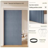 Imituojančio lino sulankstoma durų užuolaida: Šviesą blokuojanti, garso izoliacinė, dulkėms atspari pertvara virtuvei, svetainei ir miegamajam. Fits door 75-100cm: Curtain 120x180cm + Rod 1.2m