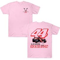 „Lewis Hamilton Racing 44“ marškinėliai, unisex, madingi medvilniniai marškinėliai, patogūs raštuoti sportiniai kostiumai trumpomis rankovėmis. S rožinė