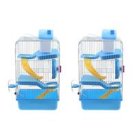 3 Sluoksnių Prabangi Hamsterio Narvas 21X27X45cm Rožinis Patvarus Plastikinis Vila Kelių Aukštų Čiuožykla Tylus Ratukas Neperšlampamas Vandens Dozatorius Mobilus Augintinis mėlyna