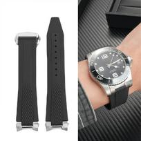 21 mm fluororatinio kaučiuko laikrodžio apyrankė Longines hydroconquest L3.781/L3.883.4 Conquest Sports Nardymo laikrodžio dirželis+Metalinis jungiklis 21mm-width gray