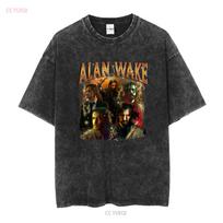 Alan Wake 2 90S Horror Game T Shirt Bootleg Movie Y2K Vintage long or short sleeves vintage Washed homme Stylish 3XL black
