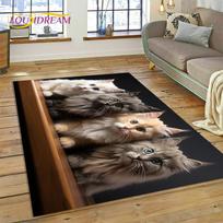 3D persų katė, miela dėmėta katė, Ragdoll animacinio stiliaus kilimas svetainei, miegamajam, namų dekoravimui, neslystantis, sofai, prie durų, dovana vaikui 40x60cm( 15x23in ) gray