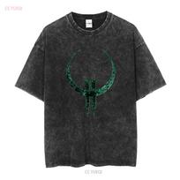 Quake 2 marškinėliai Ikoniškas vaizdo žaidimų šaudyklė ilgomis ar trumpomis rankovėmis vintažinis skalbtas kvėpuojantis unisex universalus vyriškas streetwear 4XL black