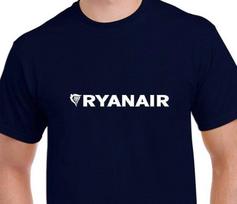 Ryanair baltas logotipas Airijos Ryan Air aviacijos tamsiai mėlynas medvilninis marškinėlis L white