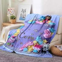 Kawaii Gabby namas Animacinis spausdintas pledas Pledas iškylai Šiltas flanelinis Minkštas ir patogus Namams Kelionėms Gimtadienio dovana 75x90cm blue